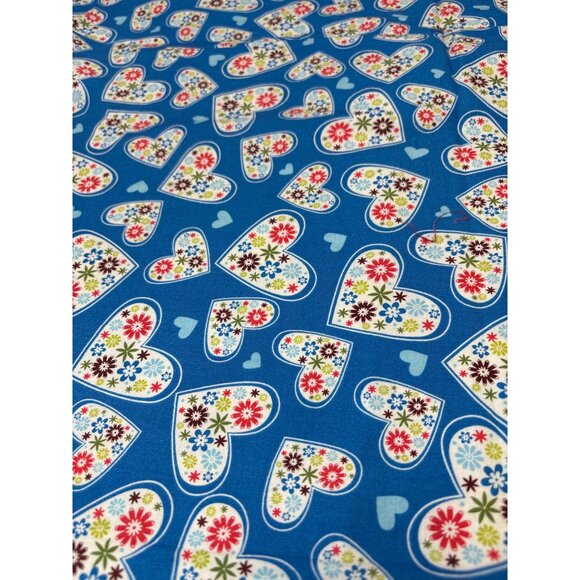 Spring Floral II by MLiss Blue Fabric 1/2 yardx42" with Heart & Flower Pattern - Picture 4 of 6